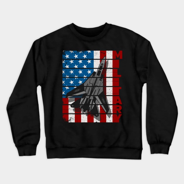 Jet Fighter Military Air Force Crewneck Sweatshirt by RadStar